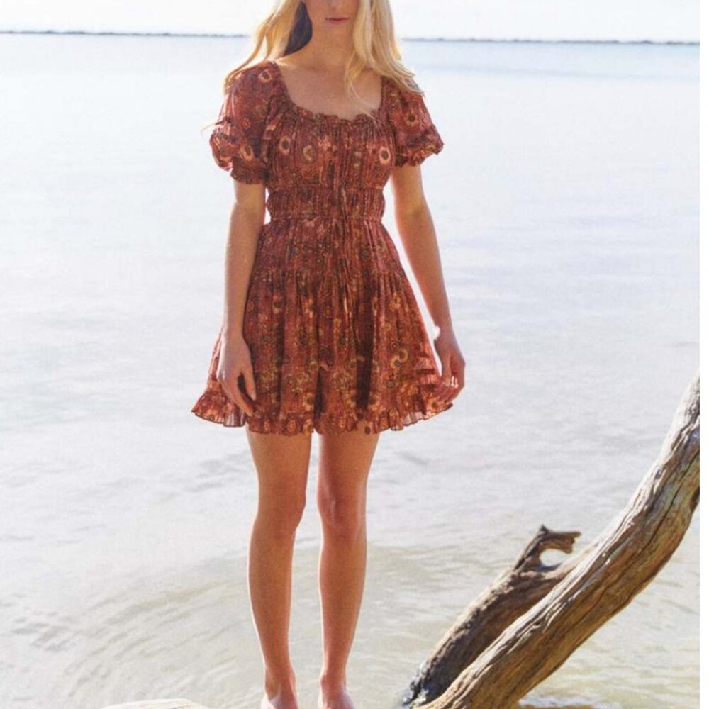 Ulla Johnson dress size 4 Juniper Puff Sleeve Mini Dress in Rosebud Crimson